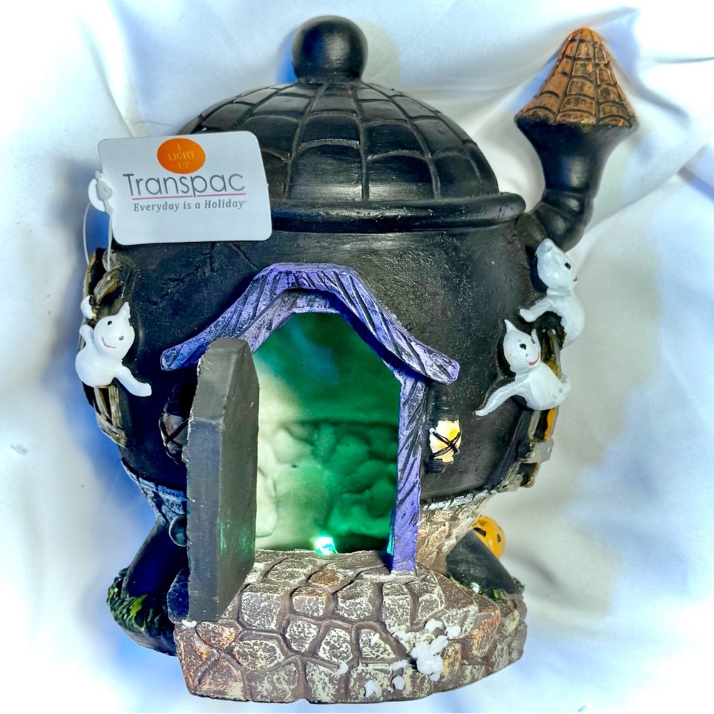 NWT Transpac LED Halloween Resin Haunted House Decoration